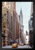 New York City Street View With Chrysler Building Photo Black Wood Framed Art Poster 14x20