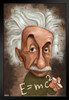 Albert Einstein Caricature Black Wood Framed Art Poster 14x20