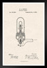 Thomas Edison Electric Light Bulb 1880 Official Patent Tan Color Blueprint Diagram Filament Bulb Science Engineering Math Educational Sign Decoration Black Wood Framed Art Poster 14x20