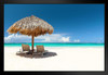 Beach Chairs Under Umbrella On Beautiful Sand Beach Photo Art Print Black Wood Framed Poster 20x14