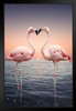 Pink Flamingoes Standing Face to Face Love Flamingo Prints Flamingo Wall Decor Beach Theme Bathroom Decor Wildlife Print Pink Flamingo Bird Exotic Beach Poster Black Wood Framed Art Poster 14x20