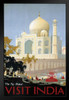Visit India The Taj Mahal Vintage Travel Art Print Black Wood Framed Poster 14x20