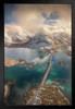 Lofoten Islands in Norway Aerial View Photo Art Print Black Wood Framed Poster 14x20