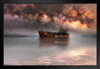 Milky Way Galaxy in Sky Above Old Shipwreck Photo Art Print Black Wood Framed Poster 20x14