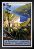 La Riviera Italienne Vintage Illustration Travel Art Deco Vintage French Wall Art Nouveau 1920 French Advertising Vintage Poster Prints Art Nouveau Decor Black Wood Framed Art Poster 14x20