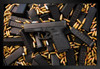 Handgun and High Capacity Magazines with Ammo Black Wood Framed Art Poster 20x14