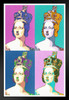 Queen Victoria Pink and Blue Pop Art Print Black Wood Framed Poster 14x20