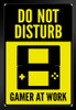Do Not Disturb Gamer At Work Portable Warning Sign Black Wood Framed Poster 14x20
