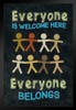 Everyone Is Welcome Here Everyone Belongs Classroom Sign Educational Rules Teacher Supplies School Decor Teaching Toddler Kids Elementary Learning Decorations Black Wood Framed Art Poster 14x20