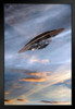 UFO Flying Through The Clouds Art Print Black Wood Framed Poster 14x20