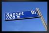Sunset Boulevard Sign Against Blue Sky Hollywood California Photo Art Print Black Wood Framed Poster 20x14