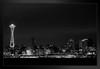 Belltown Neighborhood of Seattle Washington and Space Needle B&W Photo Art Print Black Wood Framed Poster 20x14