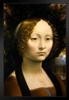 Leonardo da Vinci Ginevra de Benci 15th Century Portrait Painting Black Wood Framed Poster 14x20