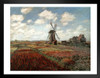 Claude Monet Field Of Tulips In Holland 1886 French Impressionist Oil Canvas Painting Black Wood Framed Poster 14x20