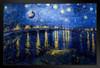 Hidden Spaceship Starry Night Over the Rhone Van Gogh Art Humor UFO Space Ship Alien Secret Find Black Wood Framed Art Poster 14x20