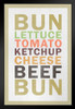 Recipe Cheese Burger White Black Wood Framed Poster 14x20