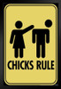 Chicks Rule Sign Humor Black Wood Framed Poster 14x20
