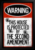 Warning Sign This House Protected By Second Amendment Bullet Holes Black Wood Framed Poster 14x20