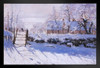 Claude Monet The Magpie Impressionist Painting Poster 1869 Nature Landscape Winter Snow With Bird On Fence Black Wood Framed Art Poster 20x14
