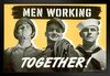 WPA War Propaganda Men Working Together Black Wood Framed Poster 20x14