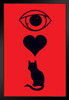 I Heart Kitty Humor Black Wood Framed Poster 14x20