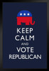 Keep Calm and Vote Republican Dark Blue Black Wood Framed Art Poster 14x20