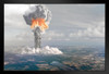 Nuclear Explosion Aerial Photo Black Wood Framed Art Poster 14x20