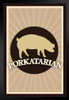 Porkatarian Barbecue BBQ Smoking Pig Hog Foody Cooking Brown Color Burst Black Wood Framed Poster 14x20