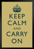 Keep Calm Carry On Motivational Inspirational WWII British Morale Muted Yellow Black Wood Framed Art Poster 14x20