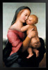 Raphael Madona Tempi Mother Baby Realism Romantic Artwork Raffaello Prints Biblical Drawings Portrait Painting Wall Art Renaissance Posters Canvas Art Black Wood Framed Art Poster 14x20