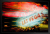 Welcome Fabulous Las Vegas Sign Blurred at Night Photo Art Print Black Wood Framed Poster 20x14