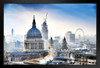 St Pauls Cathedral London Skyline Ferris Wheel Photo Art Print Black Wood Framed Poster 20x14