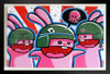 3 Amigos graffiti cartoon bogota cundinamarca rabbit way animals protection sports columbia Black Wood Framed Art Poster 14x20