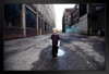 Young Boy Standing in Urban Alley Photo Art Print Black Wood Framed Poster 20x14