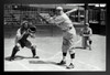 Batter Catcher and Coach Practicing Baseball B&W Photo Art Print Black Wood Framed Poster 20x14