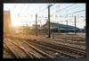 Railroad Tracks at Abandoned Station at Sunrise Photo Art Print Black Wood Framed Poster 20x14
