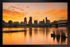 Portland Oregon City Skyline at Sunset Reflection Photo Photograph Landscape Pictures Ocean Scenic Scenery Nature Photography Paradise Scenes Black Wood Framed Art Poster 20x14