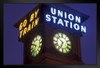 Clock Tower at Union Station Portland Oregon Photo Art Print Black Wood Framed Poster 20x14