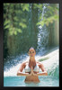 Beautiful Woman Practicing Yoga in a Pool Photo Art Print Black Wood Framed Poster 14x20