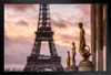 Sunrise Over Eiffel Tower Paris France Photo Art Print Black Wood Framed Poster 20x14