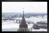 Library of Parliament Tower and Ottawa River in Winter Ontario Canada Photo Art Print Black Wood Framed Poster 20x14