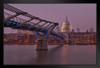 St Pauls Cathedral Millennium Bridge London England at Dusk Photo Art Print Black Wood Framed Poster 20x14