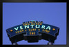 Historic San Buena Ventura California Neon Sign at Night Photo Art Print Black Wood Framed Poster 20x14