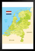 Netherlands with Flag Classroom Educational Black Wood Framed Art Poster 14x20