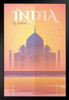 Taj Mahal India Vintage Tourism Travel Black Wood Framed Poster 14x20