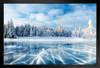 Carpathian Ukraine Mountains Cracked Ice Frozen Lake Photo Art Print Black Wood Framed Poster 20x14