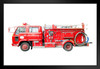 Fire Truck Vintage Pumper Truck Red Engine Emergency Services Rescue Vehicle Photo Matted Framed Art Wall Decor 26x20