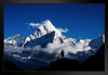 Man Hiking Silhouette In Mount Everest Himalayan Mountains Photo Matted Framed Wall Art Print 26x20 inch