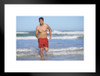 Hot Sexy Lifeguard Rushing Back To His Post Photo Matted Framed Art Print Wall Decor 26x20 inch