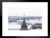 Library of Parliament Tower and Ottawa River in Winter Ontario Canada Photo Matted Framed Art Print Wall Decor 26x20 inch